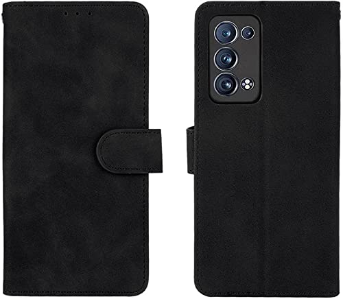 Kompatibel mit OPPO RENO 6 PRO (5G) CPH2249 CPH2247 Handyhülle Handy Schutzhülle Stand Flip Libro Gel Silikon TPU Weiches Schutz Geldbörse Kunstleder Magnetische Kartenhalter (Schwarz) von senza marchio