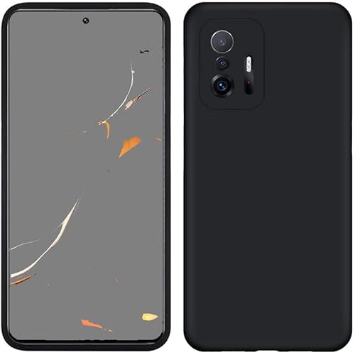 Kompatibel mit Xiaomi Mi 11T / Mi 11T Pro 5G / 21081111RG / 2107113SG Tastenabdeckung Cover Case Schutz Rückseite Slim Matte Flexibel Gel Silikon TPU (Schwarz) von senza marchio