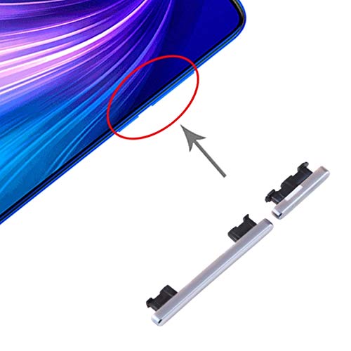 Set externe seitliche Tasten, kompatibel mit Xiaomi Redmi Note 8 Pro (6,53) Einschalttaste Power On Aus + Taste Lautstärkeregler (Silber) von senza marchio