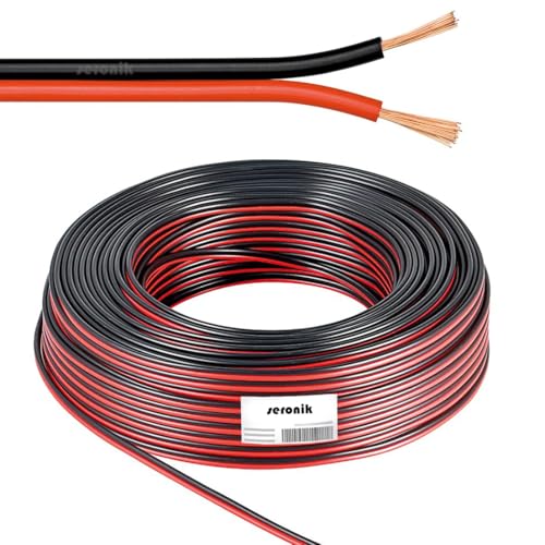 seronik Lautsprecherkabel BoxenkabelCCA 2x1,5mm² rot/schwarz isoliert Litze Zwillingslitze Hifi Kabel Sound (20m) von seronik
