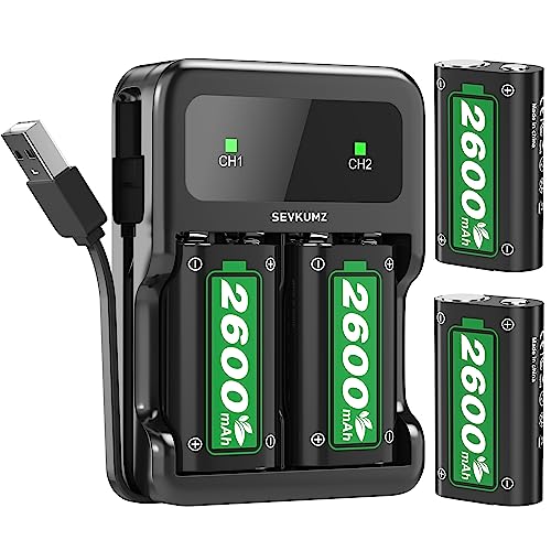 Xbox Controller-Akkupack und Ladegerät, 2x2600mAh Wiederaufladbare Akkus mit High-Speed Ladestation für Xbox One S/Xbox One X/Xbox One Elite Wireless Controller Xbox Controller-Akkupack und Ladegerät, 2x2600mAh Wiederaufladbare Akkus mit High-Speed Ladestation für Xbox One S/Xbox One X/Xbox One Elite Wireless Controller von sevkumz