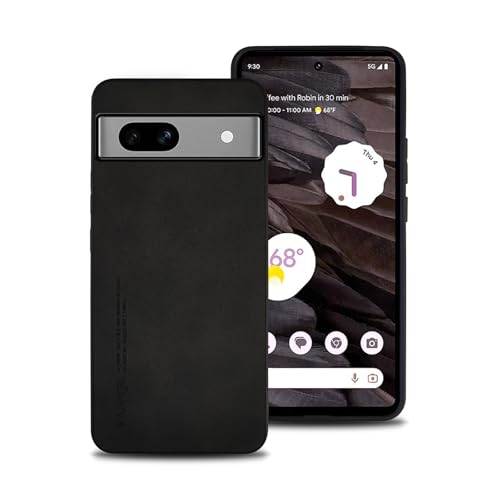 Hülle für Google Pixel 7a, TPU kombiniert mit komfortablem Leder-Oberfläche, hochwertig, luxuriös, stoßfest, Kratzfest und robust. (schwarz) von shamdspopu