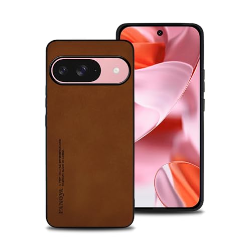 Hülle für Google Pixel 9, TPU kombiniert mit komfortablem Leder-Oberfläche, hochwertig, luxuriös, stoßfest, Kratzfest und robust. (braun) von shamdspopu