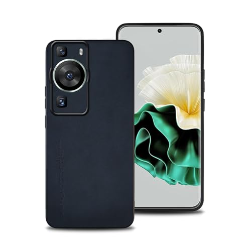 Hülle für Huawei P60, P60 Pro, TPU kombiniert mit komfortablem Leder-Oberfläche, hochwertig, luxuriös, stoßfest, Kratzfest und robust. (Blau) von shamdspopu