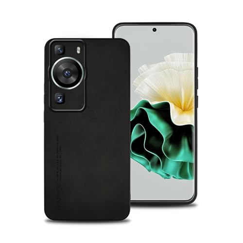 Hülle für Huawei P60, P60 Pro, TPU kombiniert mit komfortablem Leder-Oberfläche, hochwertig, luxuriös, stoßfest, Kratzfest und robust. (schwarz) von shamdspopu