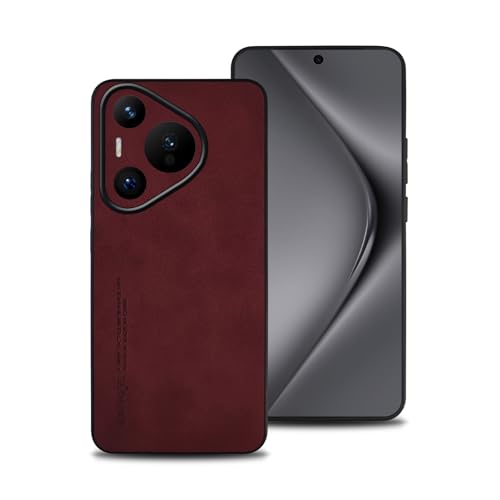 Hülle für Huawei Pura 70 Pro, Pura 70 Pro+, Pura 70 Pro Plus, TPU kombiniert mit komfortablem Leder-Oberfläche, hochwertig, luxuriös, stoßfest, Kratzfest und robust. (rot) von shamdspopu