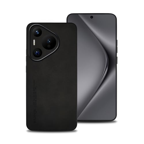 Hülle für Huawei Pura 70 Pro, Pura 70 Pro+, Pura 70 Pro Plus, TPU kombiniert mit komfortablem Leder-Oberfläche, hochwertig, luxuriös, stoßfest, Kratzfest und robust. (schwarz) von shamdspopu