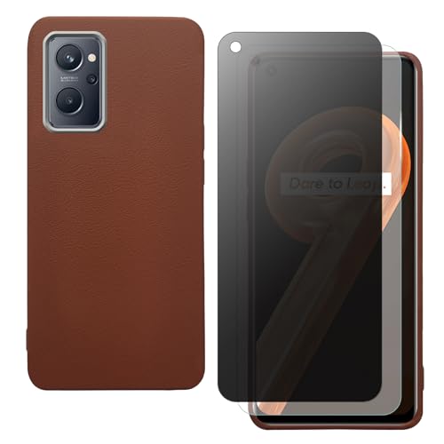 Hülle für Oppo A96, A76, Realme 9i mit HD Schutzfolie und Sichtschutz Schutzfolie, Leichtes TPU mit Eleganter Ledertextur, Langlebig (braun) von shamdspopu