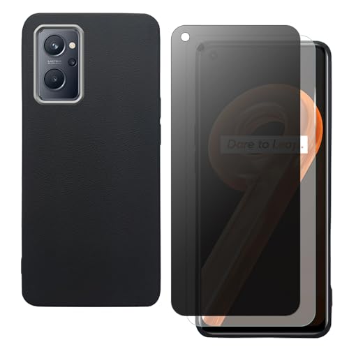 Hülle für Oppo A96, A76, Realme 9i mit HD Schutzfolie und Sichtschutz Schutzfolie, Leichtes TPU mit Eleganter Ledertextur, Langlebig (schwarz) von shamdspopu