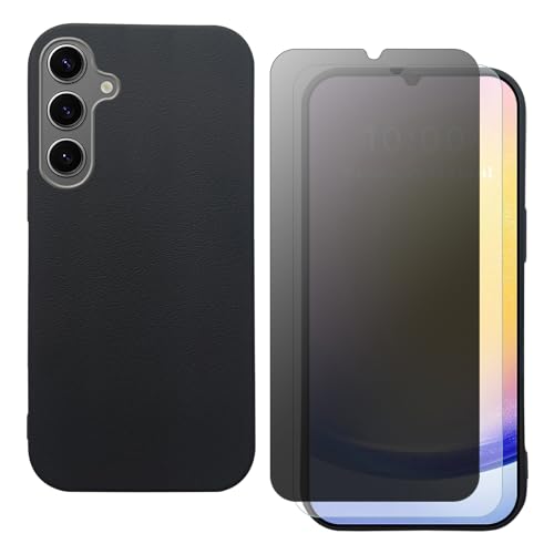 Hülle für Samsung Galaxy A05S mit HD Schutzfolie und Sichtschutz Schutzfolie, Leichtes TPU mit Eleganter Ledertextur, Langlebig (schwarz) von shamdspopu