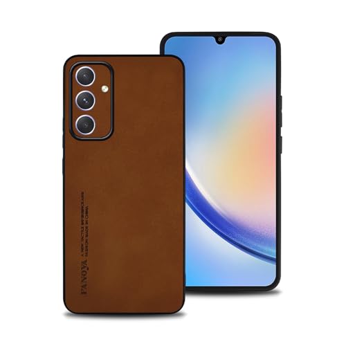 Hülle für Samsung Galaxy A34, TPU kombiniert mit komfortablem Leder-Oberfläche, hochwertig, luxuriös, stoßfest, Kratzfest und robust. (braun) von shamdspopu