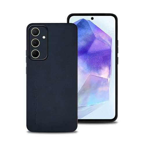 Hülle für Samsung Galaxy A55, TPU kombiniert mit komfortablem Leder-Oberfläche, hochwertig, luxuriös, stoßfest, Kratzfest und robust. (Blau) von shamdspopu