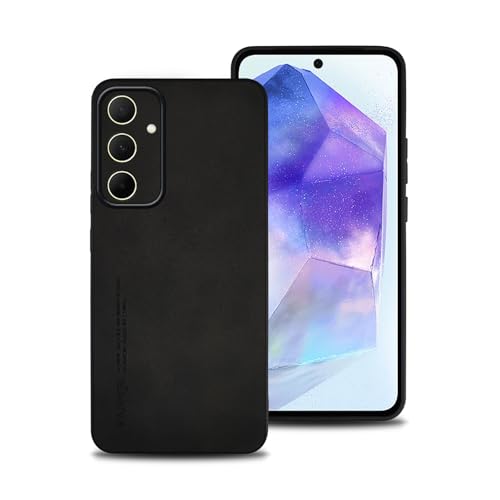 Hülle für Samsung Galaxy A55, TPU kombiniert mit komfortablem Leder-Oberfläche, hochwertig, luxuriös, stoßfest, Kratzfest und robust. (schwarz) von shamdspopu