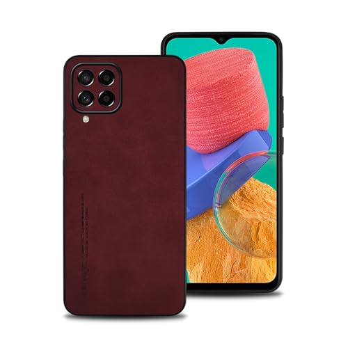 Hülle für Samsung Galaxy M33, TPU kombiniert mit komfortablem Leder-Oberfläche, hochwertig, luxuriös, stoßfest, Kratzfest und robust. (rot) von shamdspopu