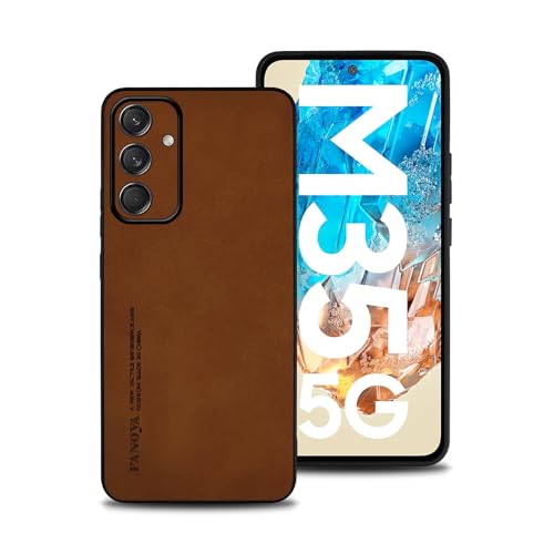 Hülle für Samsung Galaxy M35, TPU kombiniert mit komfortablem Leder-Oberfläche, hochwertig, luxuriös, stoßfest, Kratzfest und robust. (braun) von shamdspopu