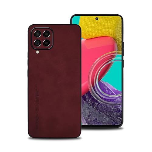 Hülle für Samsung Galaxy M53, TPU kombiniert mit komfortablem Leder-Oberfläche, hochwertig, luxuriös, stoßfest, Kratzfest und robust. (rot) von shamdspopu