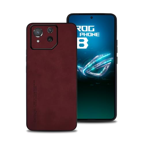 shamdspopu Hülle für Asus ROG Phone 8, 8 Pro, TPU kombiniert mit komfortablem Leder-Oberfläche, hochwertig, luxuriös, stoßfest, Kratzfest und robust. (rot) von shamdspopu