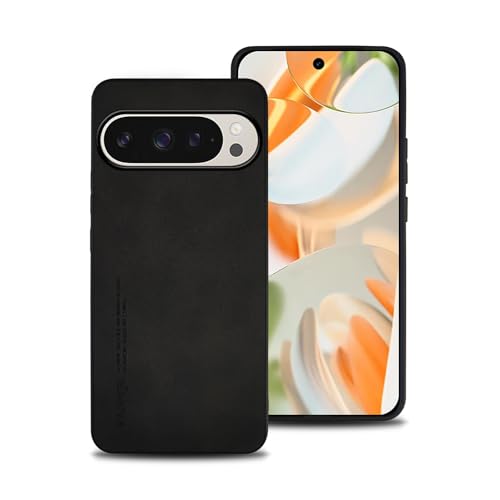 shamdspopu Hülle für Google Pixel 9 Pro, TPU kombiniert mit komfortablem Leder-Oberfläche, hochwertig, luxuriös, stoßfest, Kratzfest und robust. (schwarz) von shamdspopu