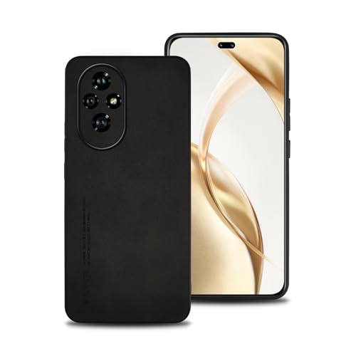 shamdspopu Hülle für Honor 200 Pro, TPU kombiniert mit komfortablem Leder-Oberfläche, hochwertig, luxuriös, stoßfest, Kratzfest und robust. (schwarz) von shamdspopu