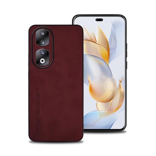 shamdspopu Hülle für Honor 90 Pro, TPU kombiniert mit komfortablem Leder-Oberfläche, hochwertig, luxuriös, stoßfest, Kratzfest und robust. (rot) von shamdspopu
