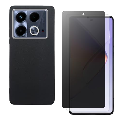 shamdspopu Hülle für Infinix Note 40 mit HD Schutzfolie und Sichtschutz Schutzfolie, Leichtes TPU mit Eleganter Ledertextur, Langlebig (schwarz) von shamdspopu