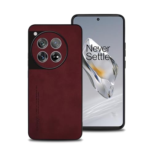 shamdspopu Hülle für OnePlus 12, TPU kombiniert mit komfortablem Leder-Oberfläche, hochwertig, luxuriös, stoßfest, Kratzfest und robust. (rot) von shamdspopu