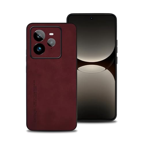 shamdspopu Hülle für Realme GT 7 Pro, TPU kombiniert mit komfortablem Leder-Oberfläche, hochwertig, luxuriös, stoßfest, Kratzfest und robust. (rot) von shamdspopu