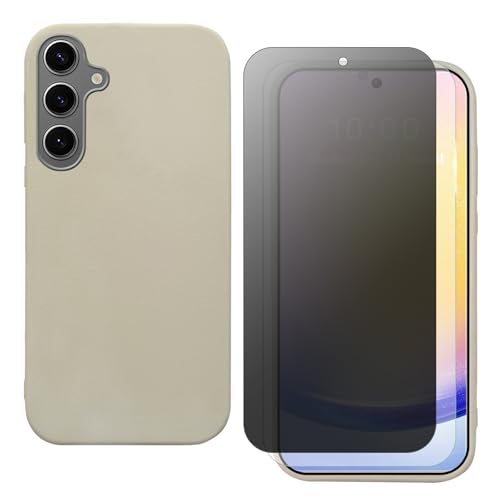 shamdspopu Hülle für Samsung Galaxy A54 5G mit HD Schutzfolie und Sichtschutz Schutzfolie, Leichtes TPU mit Eleganter Ledertextur, Langlebig (weiß) von shamdspopu