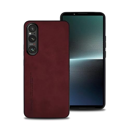 shamdspopu Hülle für Sony Xperia 1 V, TPU kombiniert mit komfortablem Leder-Oberfläche, hochwertig, luxuriös, stoßfest, Kratzfest und robust. (rot) von shamdspopu