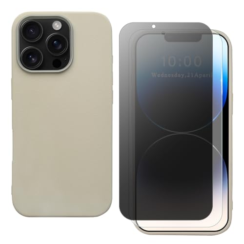 shamdspopu Hülle für iPhone 13 Pro mit HD Schutzfolie und Sichtschutz Schutzfolie, Leichtes TPU mit Eleganter Ledertextur, Langlebig (weiß) von shamdspopu