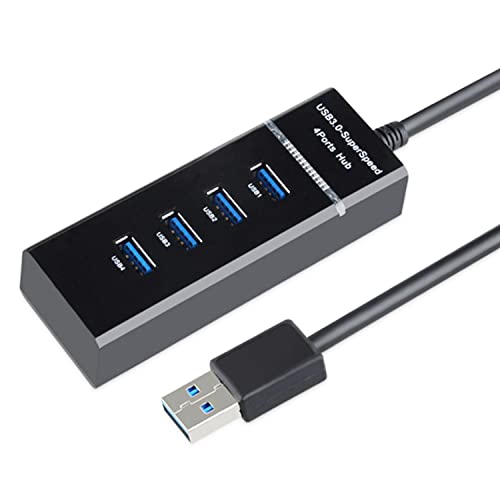 SHANFEILU USB-3.0-Hub-Splitter, USB-Extender, 4-Port-Hub-Daten, 5 Gbit/s, mit 30 cm langem Kabel und LED-Anzeige für PC, Mac, Flash-Laufwerk, mobile HDD, Laptop, Drucker von shanfeilu