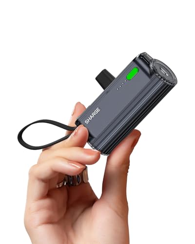 SHARGE Flow Mini 2 Power Bank 22.5w Max, Kleine Powerbank für Unterwegs, Schnelllade-Akkupack mit Lightning- und USB-C-Anschluss, Tragbares Ladegerät mit Integriertem Kabel für iPhone 16/15/14, Galaxy SHARGE Flow Mini 2 Power Bank 22.5w Max, Kleine Powerbank für Unterwegs, Schnelllade-Akkupack mit Lightning- und USB-C-Anschluss, Tragbares Ladegerät mit Integriertem Kabel für iPhone 16/15/14, Galaxy von sharge