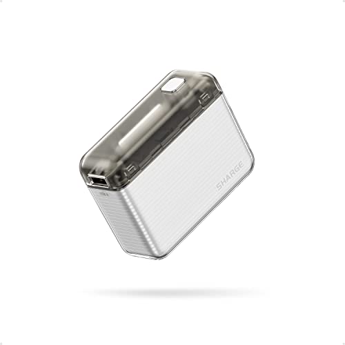 SHARGE Flow Powerbank von Shargeek, 10000mAh Kleinstes Mini Power Bank mit 20W USB-C Schnellladung, Dual Output Externer Akku Tragbare Handyakkus kompatibel mit iPhone, Samsung, iPad (Weiß) von sharge