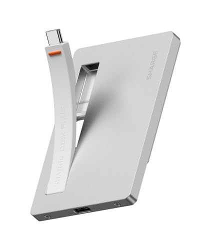 sharge Disk Plus SSD-Gehäuse (6mm), Weltweit Dünnster SSD-Adapter 10 Gbit/s (bis zu 4 TB) mit USB C 3.2 für M.2 NVMe SSD 2230 2242 2280 mit USB PD 100W CC, Silber(Single-Sided SSD) von sharge