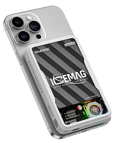sharge ICEMAG Magnetische Power Bank, weltweit erstes 10000mAh Akkupack mit aktiver Kühlung für MagSafe, transparentes Externer Handyakkus mit 20W USB-C Eingang/Ausgang für iPhone14/13/12 Pro/Pro Max von sharge