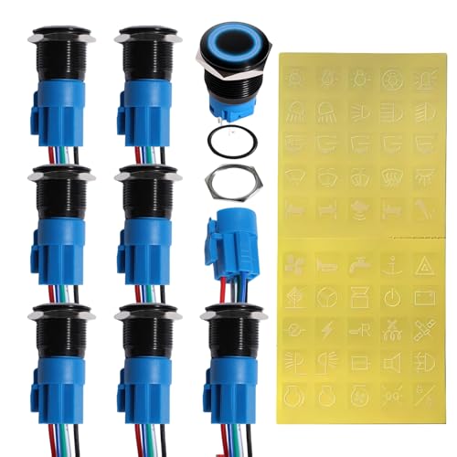 Shengbowi 19mm Latching Push Button Switch 12V Schwarz Metall Vorverdrahtet LED Illuminated Wasserdicht Für Marine RV Boote Autos Motorräder von shengbowi