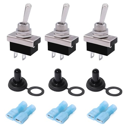 Shengbowi Metall-Kippschalter für Auto, 25 A, 12 V Gleichstrom, SPST ON OFF, 2-polig, 2 Positionen, wasserdichte Abdeckkappe für Auto Shengbowi Metall-Kippschalter für Auto, 25 A, 12 V Gleichstrom, SPST ON OFF, 2-polig, 2 Positionen, wasserdichte Abdeckkappe für Auto von shengbowi