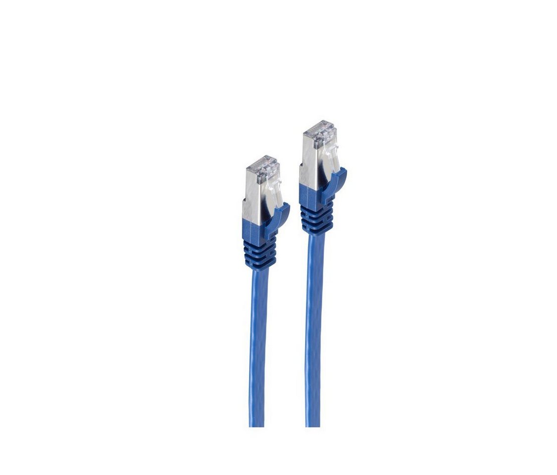 shiverpeaks® RJ45 Flachkabel m. CAT 7 Rohkabel slim blau 10m LAN-Kabel, RJ-45, (1000 cm) von shiverpeaks®