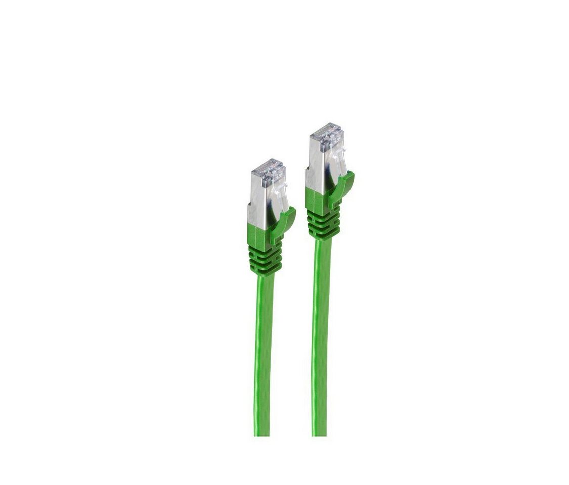 shiverpeaks® RJ45 Flachkabel m. CAT 7 Rohkabel slim grün 0,25m LAN-Kabel, RJ-45, (25 cm) von shiverpeaks®