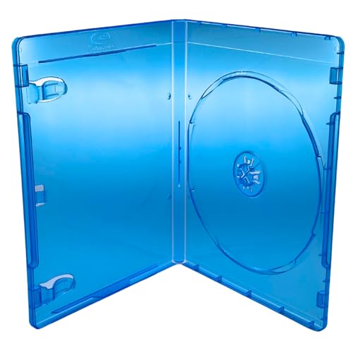 shopanize24® Blu-ray Leerhülle mit Logo, Coverfolie & Booklet-Halter (Blau, für 1 Disc, 100 Leerhüllen) von shopanize24