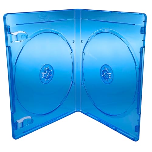 shopanize24® Blu-ray Leerhülle mit Logo, Coverfolie & Booklet-Halter (Blau, für 2 Discs, 12 Leerhüllen) von shopanize24