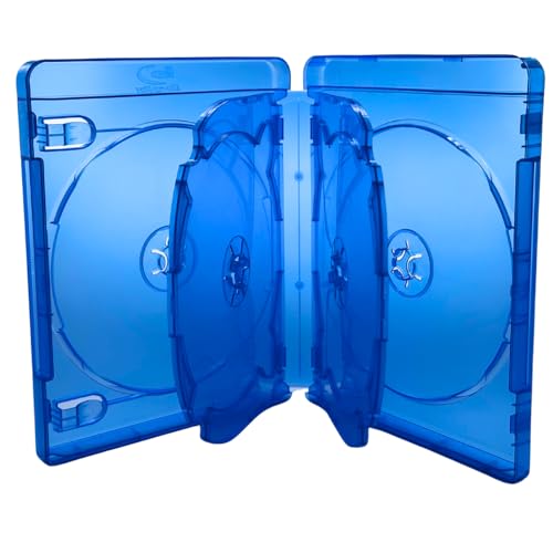 shopanize24® Blu-ray Leerhülle mit Logo, Coverfolie & Booklet-Halter (Blau, für 6 Discs, 4 Leerhüllen) von shopanize24