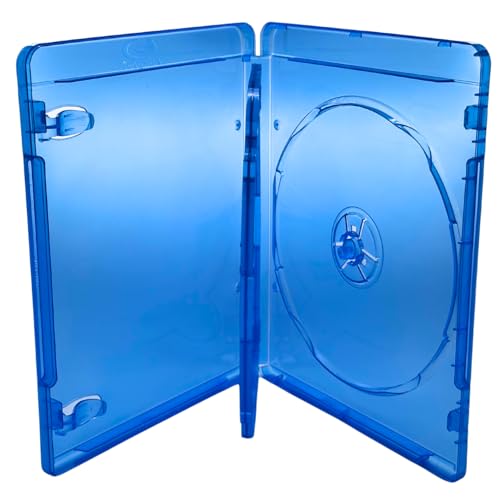 shopanize24® Blu-ray Leerhüllen mit Logo, Coverfolie & Booklet-Halter (Blau, für 3 Discs, 2 Leerhüllen) von shopanize24