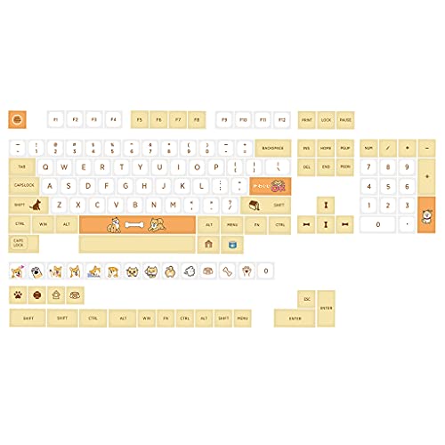 SweetWU Mechanische Tastatur-Tastenkappen Shiba Inu Thema QX Profil 139 Tasten kompatibel Cherry MX Kailh Gateron Switches – Englisch von shorecofei