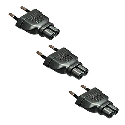 Dreierpack: Netzadapter Stromadapter Flachstecker auf Euro-8 | ideal für Kamera-Ladegeräte & in der Fototasche von shortix