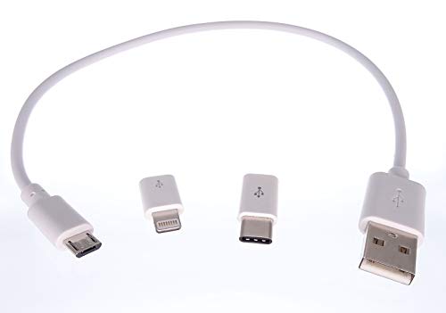 shortix USB-Adapter-Set: Mikro USB Kabel mit Lightning- und USB-C-Adapter von shortix