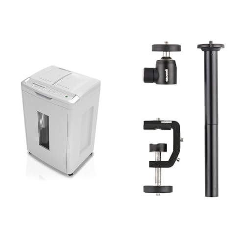 Shredcat 8285 Auto-Feed Aktenvernichter, 4 x 10 mm Partikelschnitt & Cullmann Flexx Tabletop Zubehör Set 3-teilig (Kugelkopf, Multiklemme, Verbindungssäule) für Makrofotographie von shredcat