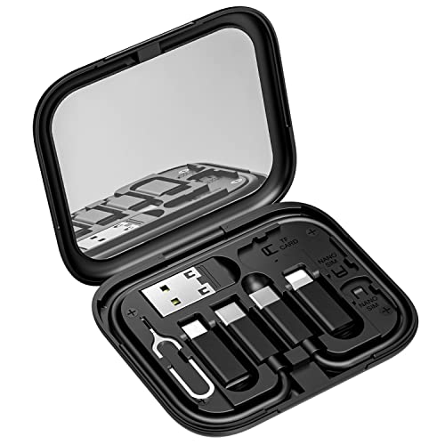 sicotool USB C Adapter Set - 60W Multi-Ladeadapter Kabel Gadget mit USB-A,Micro,Light- Ning für Reisen USB Kabel Kartenaufbewahrungsbox für Handys Kameras und mehr von sicotool