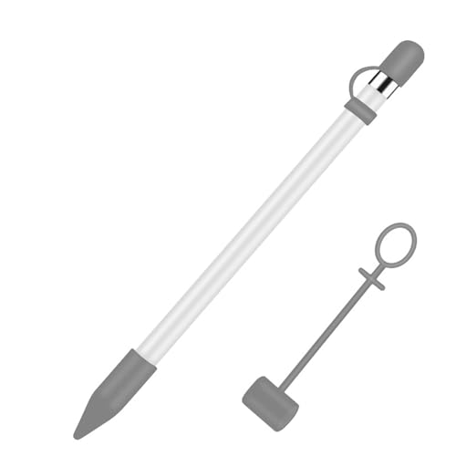 siduater [4er-Pack] Silikon-Schutzzubehör für Apple Pencil 1. Generation, inklusive 1 Apple Pencil Cap Ersatz, Apple Pencil Cap Halter, Apple Pencil Tip Cover, Adapter Tether (grau) von siduater