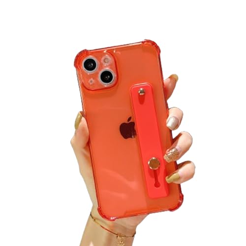 siduater Schutzhülle für iPhone 14 Plus mit 17 cm (6,7 Zoll), mit Ständer, transparent, weiches TPU, stoßfest, robust, verstellbare Fingergriffschlaufe, für iPhone 14 Plus 6,7 Zoll, Rot von siduater